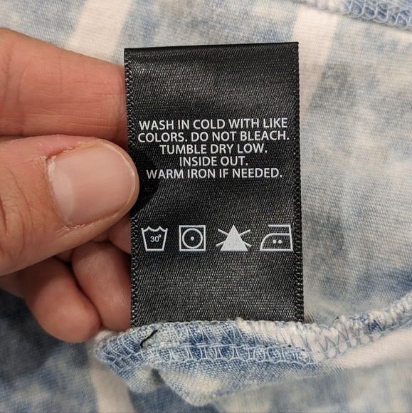 Nanette Lepore Blue White Striped Acid Wash Tie Dye T-Shirt Dress Cap Sleeve 2X - Picture 9 of 9